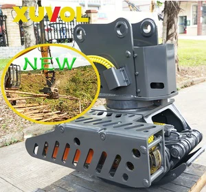 XUVOL Cut Trees Branches Grapple Saw Remove Heavy Duty Multi-function Log Rotating Hydraulic Grapple with Chainsaw for Excavator