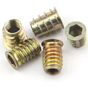 Taily M6 M8 M10 Steel Galvanized Threaded Bushing D Insert Nut Zinc Plated Carbon Steel for Wooden Bed Furniture