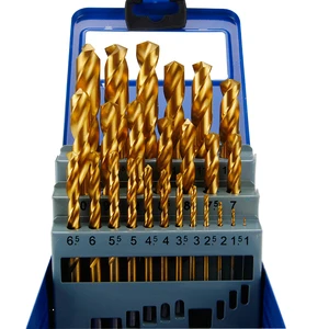1MM-13MM HSS Twist Drill Bits Set 25Pcs Tin Coated Straight Shank Drill Bit for Metal Drilling
