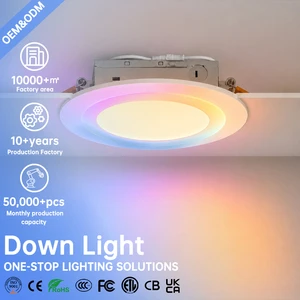 Smart RGBIC LED Recessed Downlight Dimmable With Junction Box For Living Room Bedroom Kitchen Ambient Lighting Night Light
