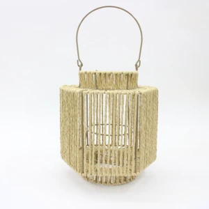 Large Hexagonal Paper Rope Decorative Handheld Lamp Outdoor Lantern Solar Lantern