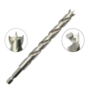 3/8 HSS Fully Ground Quick Change Hex Shank Fast Spiral Crown Head Wood Brad Point Drill Bit for Hardwood