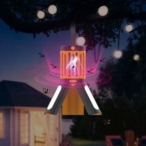 Rechargeable Outdoor Pest Bug Zapper Light Insect & Fly Killer Mosquito Lamp Solid State Battery Powered