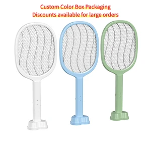 Wholesale High Voltage 3000V Electric Fly Swatter Hand Held Bug Zapper with Docking Stand for Indoors Office Space