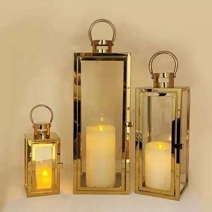 Wholesale Stainless Steel Lantern for Home and Wedding Outdoor Decor Large Floor Design with Candle Usage Box Packing
