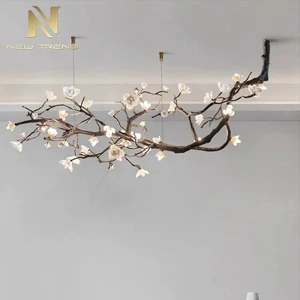 Natural Style Indoor Inspired Lamp Villa Apartment Dining Living Room Flower Branch LED Chandelier