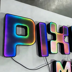 Custom 3D RGB LED Illuminated Stainless Steel Channel Letter Signage Outdoor Business Front-Lit Electronic Advertising Sign