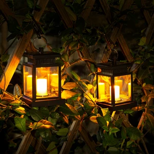 Outdoor Waterproof Plastic LED Solar Retro Star Candle Palace Lantern for Gardens Courtyards Terraces Passageways