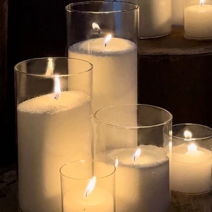 Wholesale Luxury White Pearled Sand Wax Vases Glass Candle Holders Lanterns Thick Candle Jars for Wedding Decorations