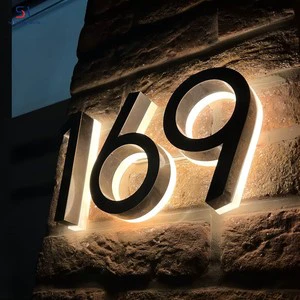 Best Seller Black Powder Coated Stainless Steel LED Sign For Hotel Resort Villa Club Lounge Luxury Indoor Wall Reception Decor