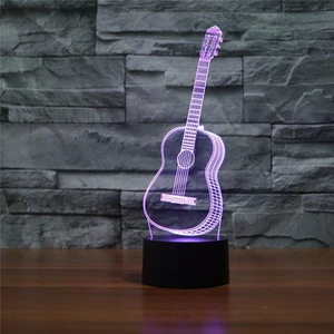 3D Acrylic POP Music Guitar 7Color Charge Musical Instruments Lava LED Room Decor Table Mood Night Light