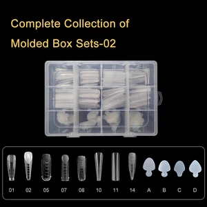 Assorted Shape Clear Nail Extension Tips Kit, 12 Sizes Boxed Fake Nails For Professional & Home Manicure