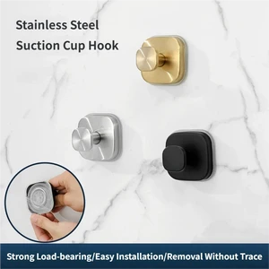 Wholesale Heavy-Duty Stainless Steel Suction Cup Hook No-Drill Reusable Towel Clothes Hook for Bathroom Kitchen