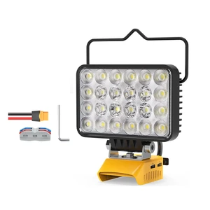 72W 7200LM LED Work Light 18-24V Battery Cordless IP65 Adjustable Beam Angle Dual USB Type-C Ports for Workshop Garden Hotel Use