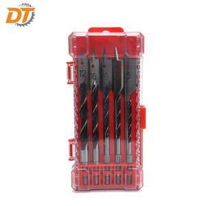 DT 10Pcs Wood Drill Bits Set HCS Premium Spade Drill Bits HSS 3-Points Lip And Spur Drill Bits With Plastic Box
