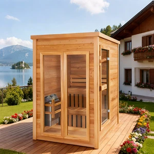 Smart Control 2 Person Far Infrared Sauna House Hemlock Wood Red Light Therapy Dry Sauna