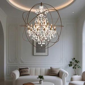 Gold LED Chandelier Modern Hanging Drop Pendant Lighting For Hotel Lobby Living Room Luxury Ceiling Light Furniture Decor