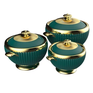 April Fresh New Design Pumpkin Lamp 3PCS SET 1.2L+1.8L+3.2L Luxury Insulated Hot Pot Casserole Food Warmer Containers
