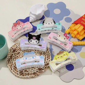 Cute Animal Square Hair Claw Clip Openwork Cartoon Design Plastic Shark Clip Unisex Daily European-American Style Hair