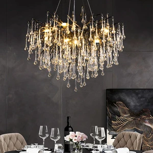French Light Luxury Crystal Lamp Water Drop Tree Branch Living Room Dining Room Luxurious Villa Crystal Chandelier