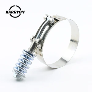 Heavy Duty 304 Stainless Steel T-Bolt Clamp with Spring HDT92100 for Trucks and Diesel Engines Wide Compatibility
