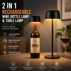 Wholesale Creativity 3 1 Rechargeable Modern Oval Flexible Table Lamp Removable Wine Bottle Stopper RGB Touch Night Light