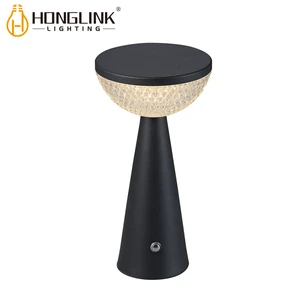 LED Crystal Table Lamp Touch Control Iron Acrylic Night Lamp Romantic Bar Atmosphere Lamp Rechargeable Changing Night Light