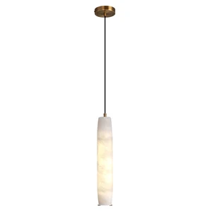 Modern Simple Spanish Marble Single Chandelier Luxury Long Creative Copper Wire Mini Lamp for Bedroom Bedside or Bar