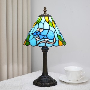 Cute Mouse Table Lamp, Tiffany Style Stained Glass Animal Desk Light Bedside Lamp for Kids Bedroom Nursery Playroom