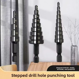 Universal Hex Shank Stepped Tower Drill Bit Set Black Carbon Nano-Tech Finish Compatible Wide Range Machine Models Bits Drilling