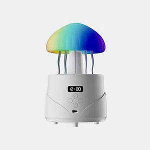 2025 Best Selling 600ml Bedside Lamp Touch Control Humidifier Speaker Jellyfish Raindrop Humidifier Speaker