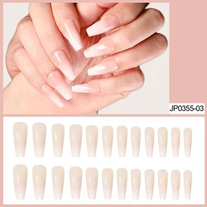 Nail Supplies ABS Press-On Nails for Finger Pre-designed with Glue Salon Use Multiple Colors & Lengths 24 Pieces