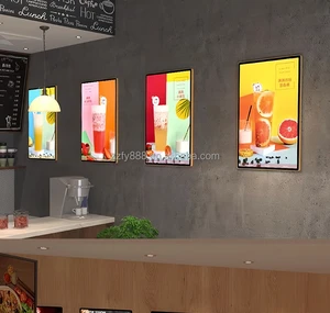 Wholesale Custom Slim Advertising Light A4/A3/A2/A1 LED Light Box Aluminum Tempered Glass Rectangle LED Poster Frame Menu Board