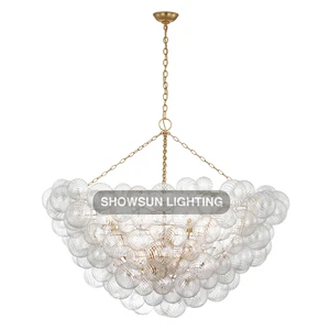 Modern Chandeliers Living Room Hanging Light Villa Round Glass Chandelier