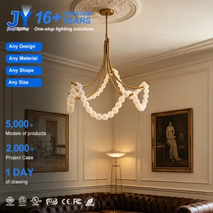 Luxury Alabaster Chandelier Modern Hanging Light LED Metal American Style Pendant Lamp For Living Room Dining Room Villa Decor