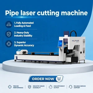 Automatic Pipe Fiber Laser Cutting Machine For Metal Pipe CNC Pipe Lazer Cutter For HVAC Duct Industry Round Square Pipe