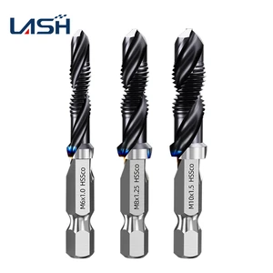 M35 Cobalt Composite Spiral Flute Tap Bit 1 Piece Drill Tap Countersink HSS-Co Tin Coated Metal Drilling Tapping Chamfer