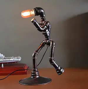 Antique Design Metal Table Robot Lamp New Interior Light with Iron Body