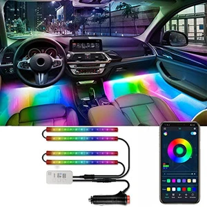 New 48LED 12V Universal Fitment Car-mounted Decorative Music Rhythm Light RGBIC Ambient Colorful Flowing Sound-Controlled Light