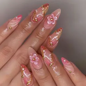Hot Selling Old Money Classic Style New Arrival Almond Square French Gel Halloween False Nail Steel Nail Artificial Fingernail