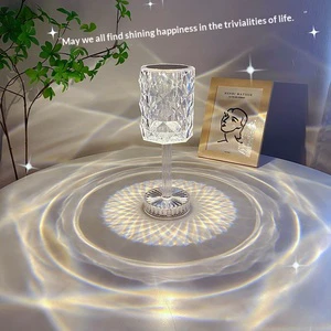 Crystal Table Lamp Modern Style Adjustable Brightness Touch Control Night Light Bedroom Bedside Lamp High-End Feel Minimalist