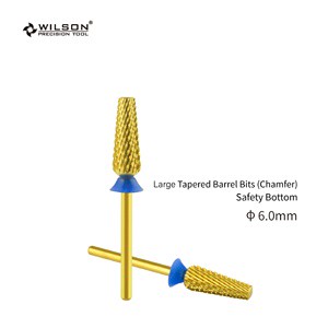 Large Tapered Barrel Bits (Chamfer)-Safety Bottom/ TiN Coating Chamfered Nail Drill Bits for More Easily Removing Hard Nail Gel