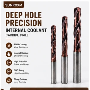 Solid Carbide Coolant Drill Bit TiAlN Coated Deep Hole Machining Tool For CNC Steel Processing