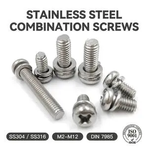 M2 M12 Stainless Steel Carbon Steel SEMS Combination Screw Spring Flat Washer OEM Industrial Assembly DIN 7985 SS304 SS316