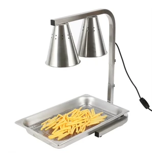 Hot sale wholesale Commercial Stainless steel Food warmer Lamp with two infrared bulbs for Kitchen Cafeteria Restaurant Buffet