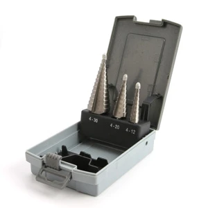 3Pcs Set Metric Bright 3 Flats Shank Straight Flut HSS Step Drill Bit in Plastic Box