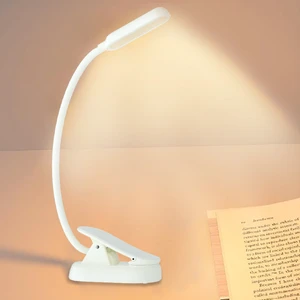 2 Color Modes Eye Care No Blue Light Full Spectrum White LED Book Reading Light Clip Stepless Dimming Rechargeable 1000mAh