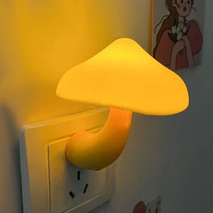 Cordless LED Night Light with Mushroom Sensor Control Directly Plug-In Socket Bedside Lamp for Bedroom Residential Use