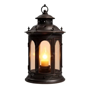 Classic dark bronze traditional lantern presents clear arched windows and a bright candle, available at wholesale prices.