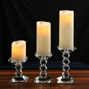 European Style Transparent Crystal Candle Holder Set Romantic Wedding Decoration Three-Piece Glass Lanterns Candle Jars